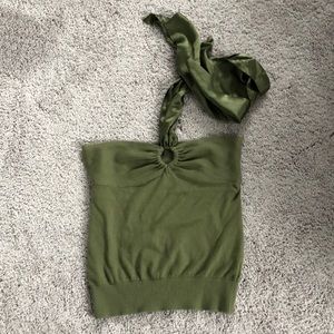 Bebe olive green strapless halter top size M